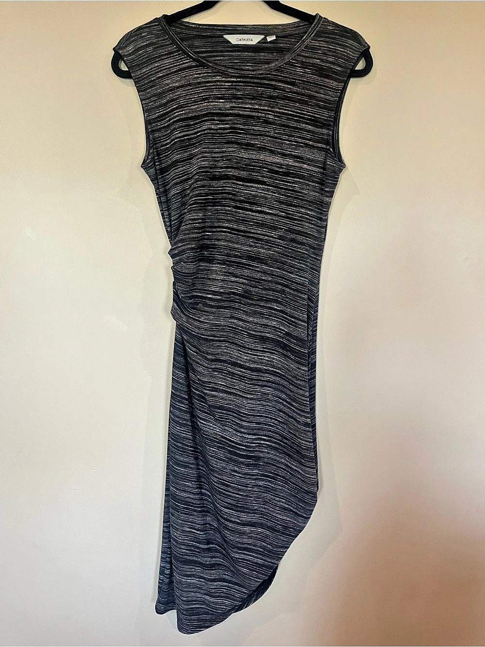 Athleta Ruched Midi Dress Black & Gray